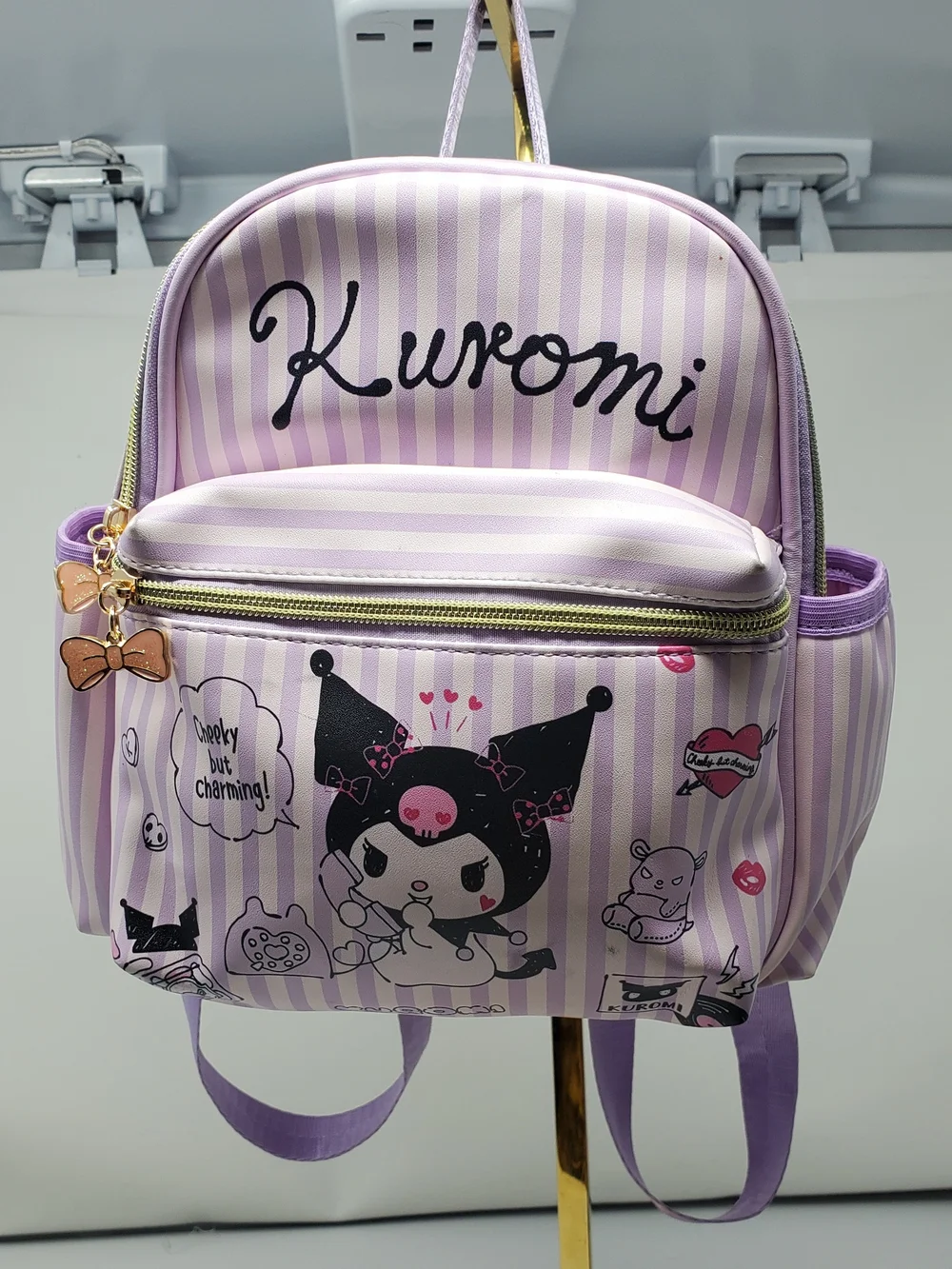 Sanrio Kuromi Lavender & White Striped Kids Mini Backpack